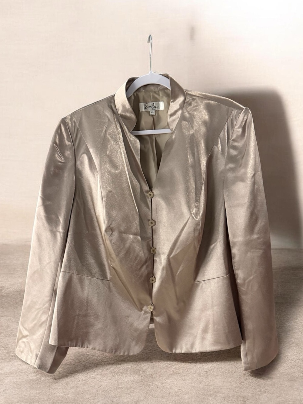 EMILY Tan Sateen Button Down Suit Jacket 18W